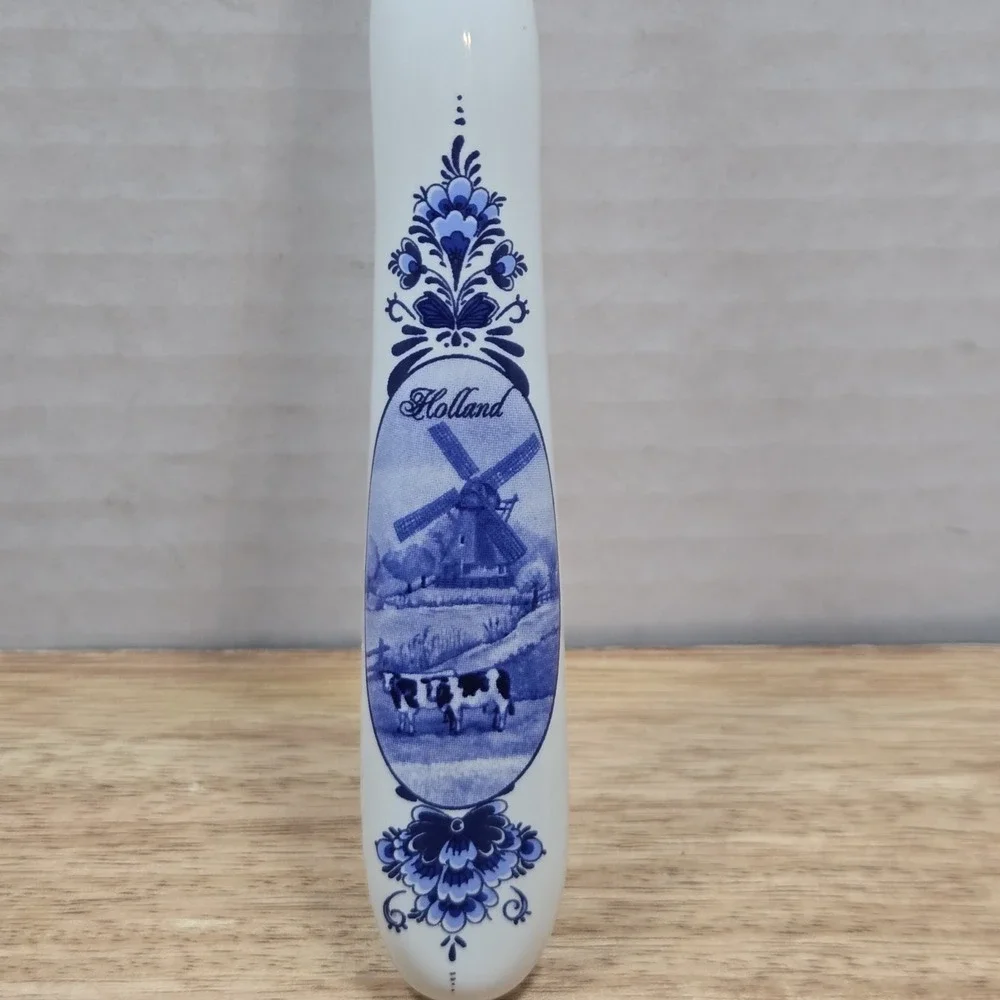 Vtg Delft Windmill‎ Porcelain Handle Cheese Slicer Stainless Steel Holland